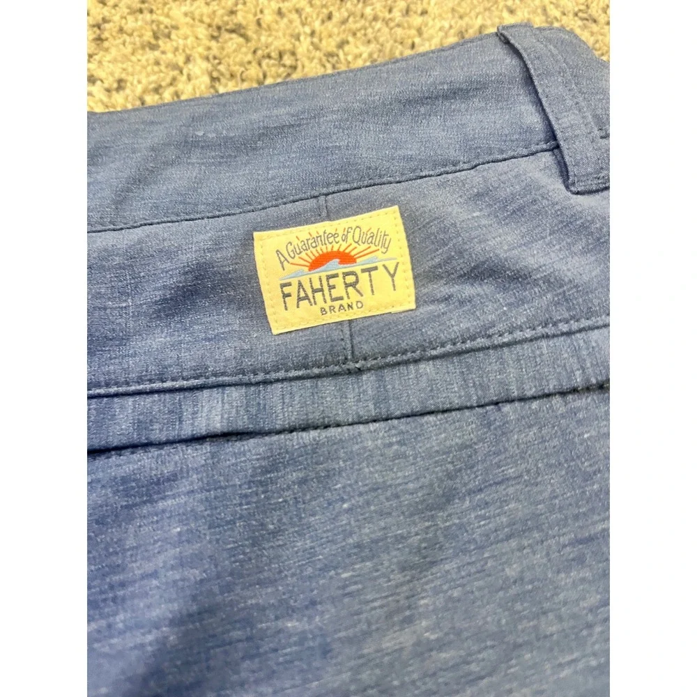 Faherty All Day Shorts Mens 33 Blue Stretch Hybrid Casual Shorts 9